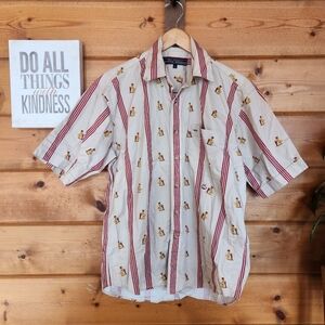 Natural‎ Exchange Single Needle Combed Cotton Button Down Shirt Pinstripe Size M